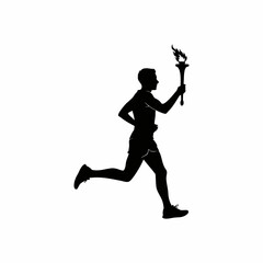 vector silhouette of a man runner carrying a torch