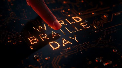 World braille day futuristic glowing interface showing tactile digital braille letters highlighting accessibility inclusion and assistive technology