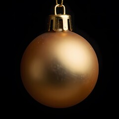Macro Minimalist Gold Christmas Ornament Black Background Photography.