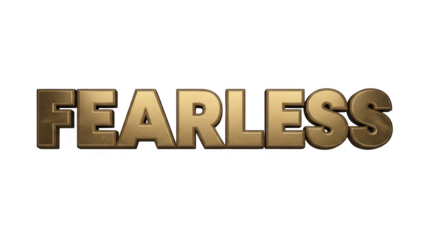 Golden Fearless text on black background word