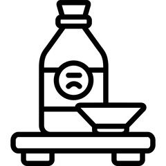 Japanese Sake Bottle and Cup Illustration