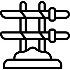 Two Katanas on a Display Stand Illustration in Line Style