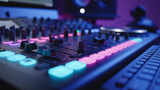 Music production equipment with illuminated controls