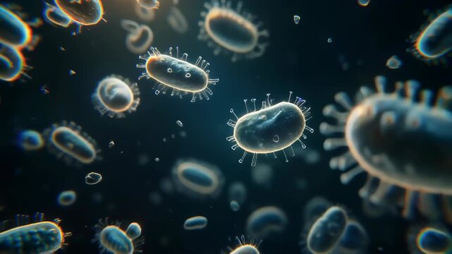 Microscopic view of bacteria cells.