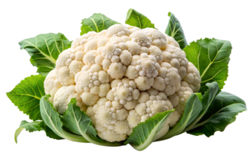 Fresh organic cauliflower head vegetable food isolated on a white background