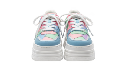 Pastel color block platform sneakers with white laces