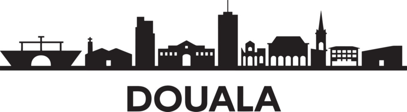 Douala cameroon city skyline silhouette iconic landmarks famous buildings travel cityscape vector
