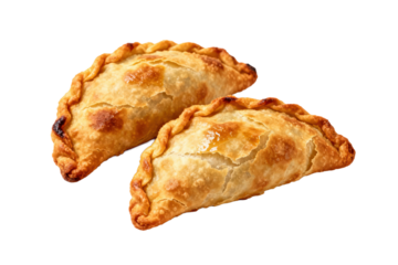 Two golden brown pastries with a crispy crust