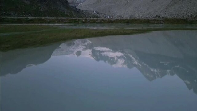 Moiry Glacier Sunrise Reveal Mirror Lake and Mountains
