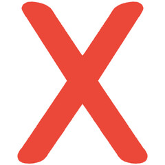 Red letter x,cross mark