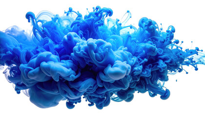 Obraz premium Vivid blue ink plumes burst against black, forming an ethereal, abstract design