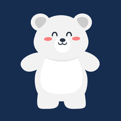 Polar bear cartoon. Cute animal illustration. Can be used for sticker, wallpaper and winter theme cartoon
