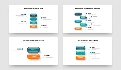 Business Growth 4 5 2 3 Element Infographic Presentation Design Set. Product Innovation Four Five Two Three Step Diagram Frame Template Vector Illustration Collection.