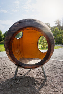 Empty sphere in playground at sunny day