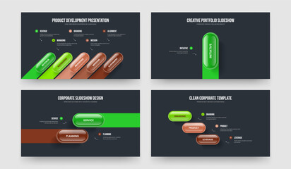 Financial Plan Five One Two Three Step Diagram Presentation Template Vector Illustration Collection. Product Overview 5 1 2 3 Option Infographic Slideshow Layout Set.