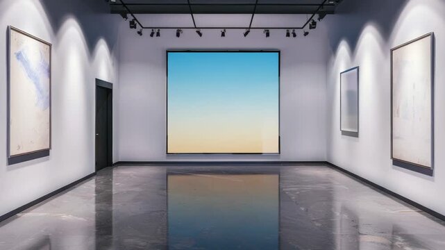 Video An empty room with three paintings on the wall