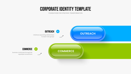 Advertising Proposal Two Element Diagram Presentation Layout. Creative Solution Frame Design Vector Illustration. Consulting Growth 2 Step Infographic Slideshow Template.