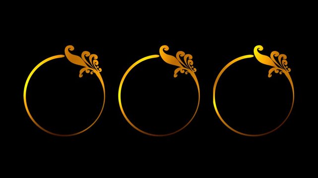 Luxury Three Circle Video Placeholders with Decorative Gold Borders