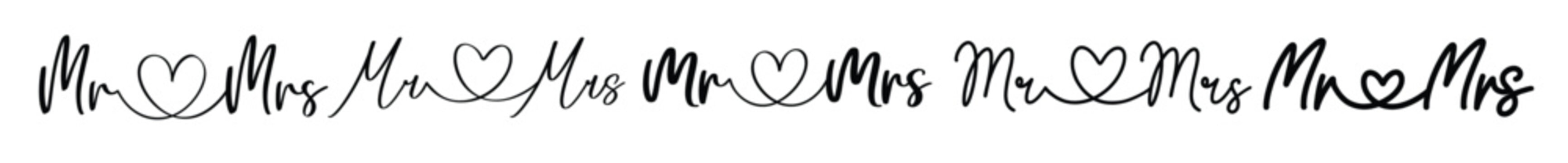 hand lettering mr and mrs wedding set bride groom couple