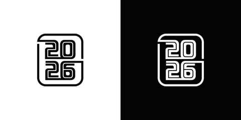 Happy New Year 2026 simple vector logo