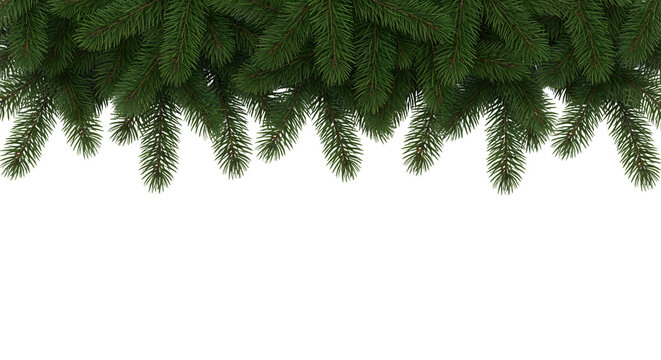 Upper Christmas Pine Tree Garland Border