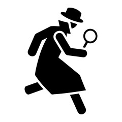 Mysterious Detective Icon Holding Magnifying Glass Investigating Clues Symbolizing Mystery Investigation and Crime Solving for Creative Design Use
