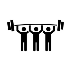 Collaborative Team Lifting Heavy Barbell Together Icon Symbolizing Strength Unity and Fitness Motivation for Sports and Health Designs