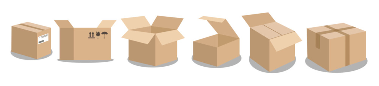 Isometric cardboard delivery boxes Free Vector Set
