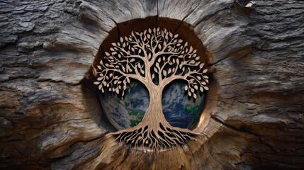 Planet Earth with clean air and nature relying on renewable resources. Ecological concept of alternative sustainable energy for an ecologically clean planet. Concept of ecology and environmental