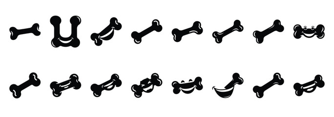 Set of vector laughing bone  icon in silhouettes