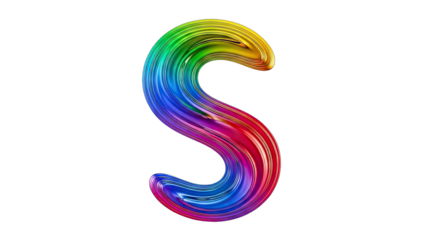 Colorful Letter S on White Background