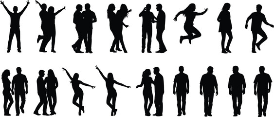 Black Silhouette Profile Set of Diverse Business People Including African American Man and Woman, Illustrating Identity, Ethnicity, and Professionalism