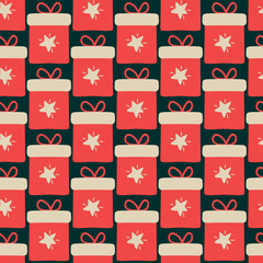 Seamless decorative elegant pattern with gifts. Print for textile, wallpaper, covers, surface. For fashion fabric. Retro stylization.