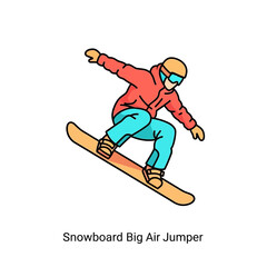 Fototapeta premium Snowboarder catching some air performing a stunt on a snowboard illustration