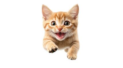 Obraz premium Cute Kitten Jumping on Transparent Background