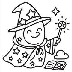 Cute Halloween Candy Pumpkin Wagon Coloring Page