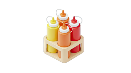 Condiment Bottles in Holder: Ready for a Delicious Meal