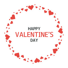 Red hearts round frame. Happy Valentines Day wreath. February, 14. Greeting card, banner, poster, flyer, advertising, sale.