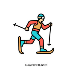 Obraz premium Sporting stylized icon of a snowshoe runner in motion on white ground
