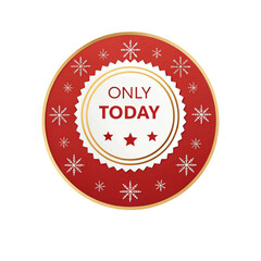 Round Christmas Price Badge Vector, Red Circular Label, Flat Modern Design