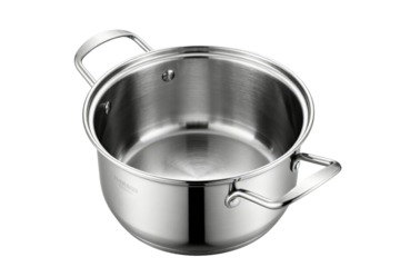 Stainless steel cooking pot with two handles for cooking and boiling