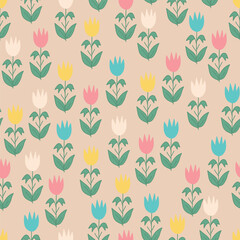 Seamless decorative elegant pattern with flowers. Print for textile, fabric, covers, wallpapers, print, gift wrap, decoupage, scrapbooking, quilting. For fashion fabric. Retro stylization.