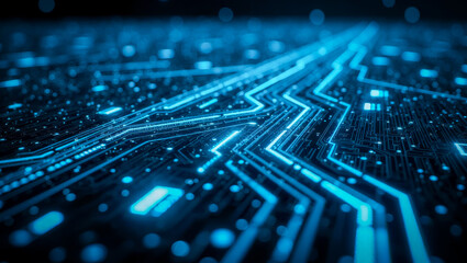 Electronic circuit lines and processor on a computer motherboard