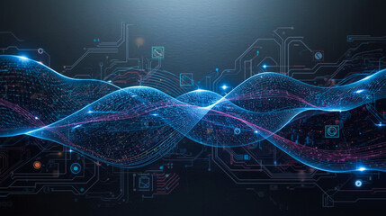 Colorful waving shapes. Futuristic abstract technology background.