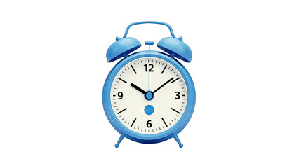 Blue Alarm Clock Showing Time on White Background