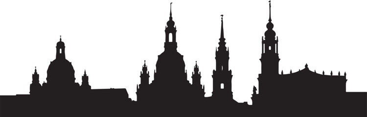 Silhouette of Dresden Architectural Landmark Illustration. design Vector black silhouette