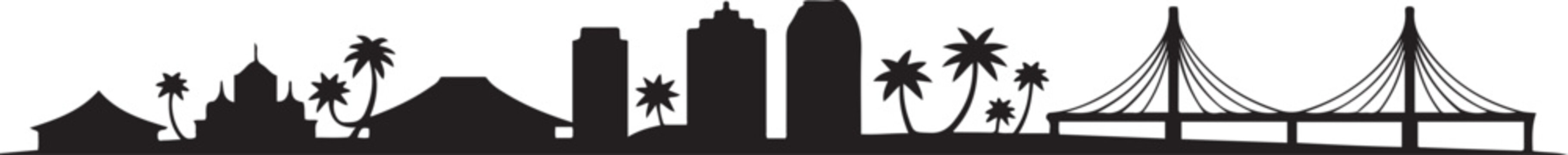 Douala, Cameroon, cityscape illustration skyline. design Vector black silhouette