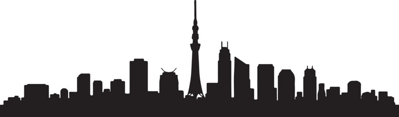 Tokyo Japan City Skyline Silhouette Vector. design Vector black silhouette