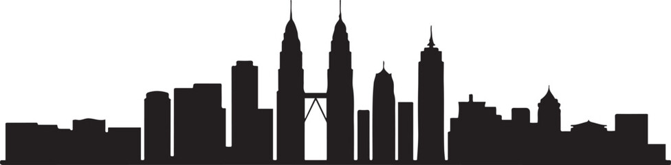 Kuala lumpur Malaysia city. design Vector black silhouette
