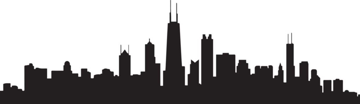 Chicago skyline silhouette. design Vector black silhouette